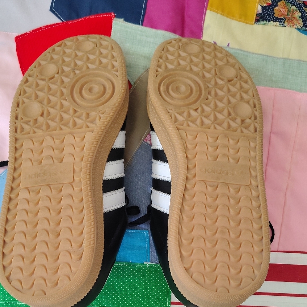 Samba XLG Sadidas Black Leather & Suede Sneakers with White Stripes and Gum Sole - Picture 8 of 11